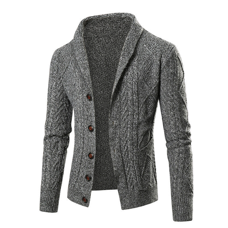 Men’s Cable Knit Shawl Collar Cardigan