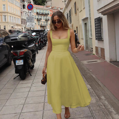 Elegant V Neck Halter Maxi Dress - Slim Fit Backless Style