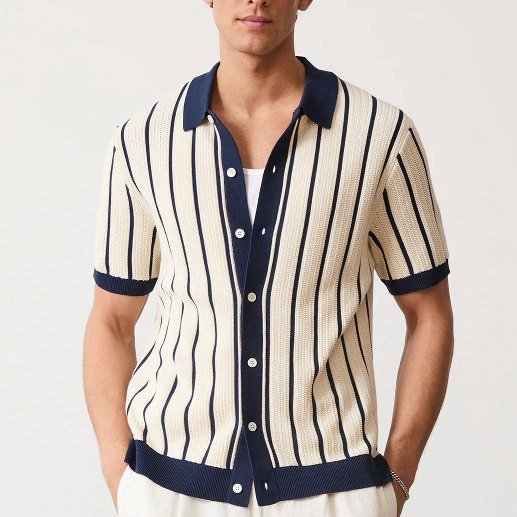 Classic Men's Slim Fit Striped Dress Shirt - BritishElegance