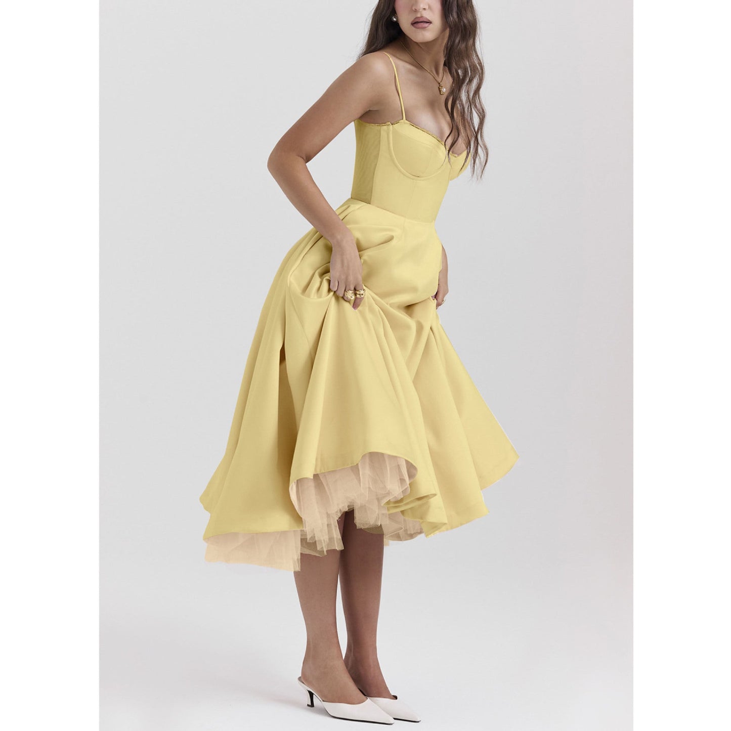 Relaxed Fit V-Neck Maxi Dress – Lightweight Ruffled Skirt