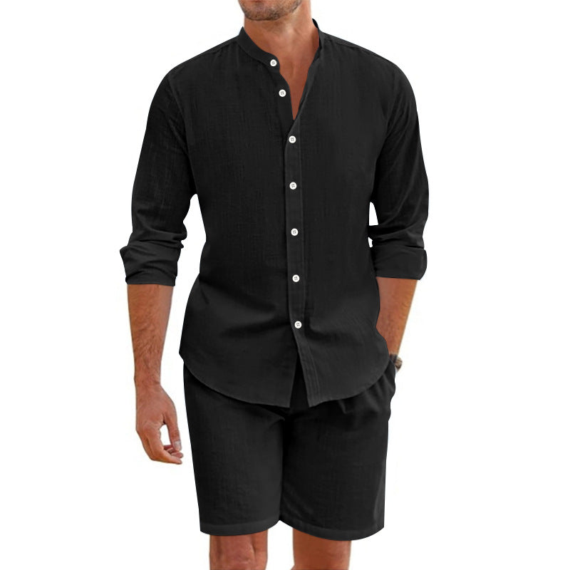 Classic Casual Button Down Shirt Shorts Combo