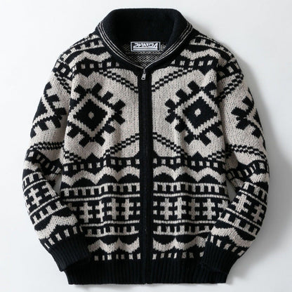 Cevori Stylish Design Geometric Pattern Cardigan