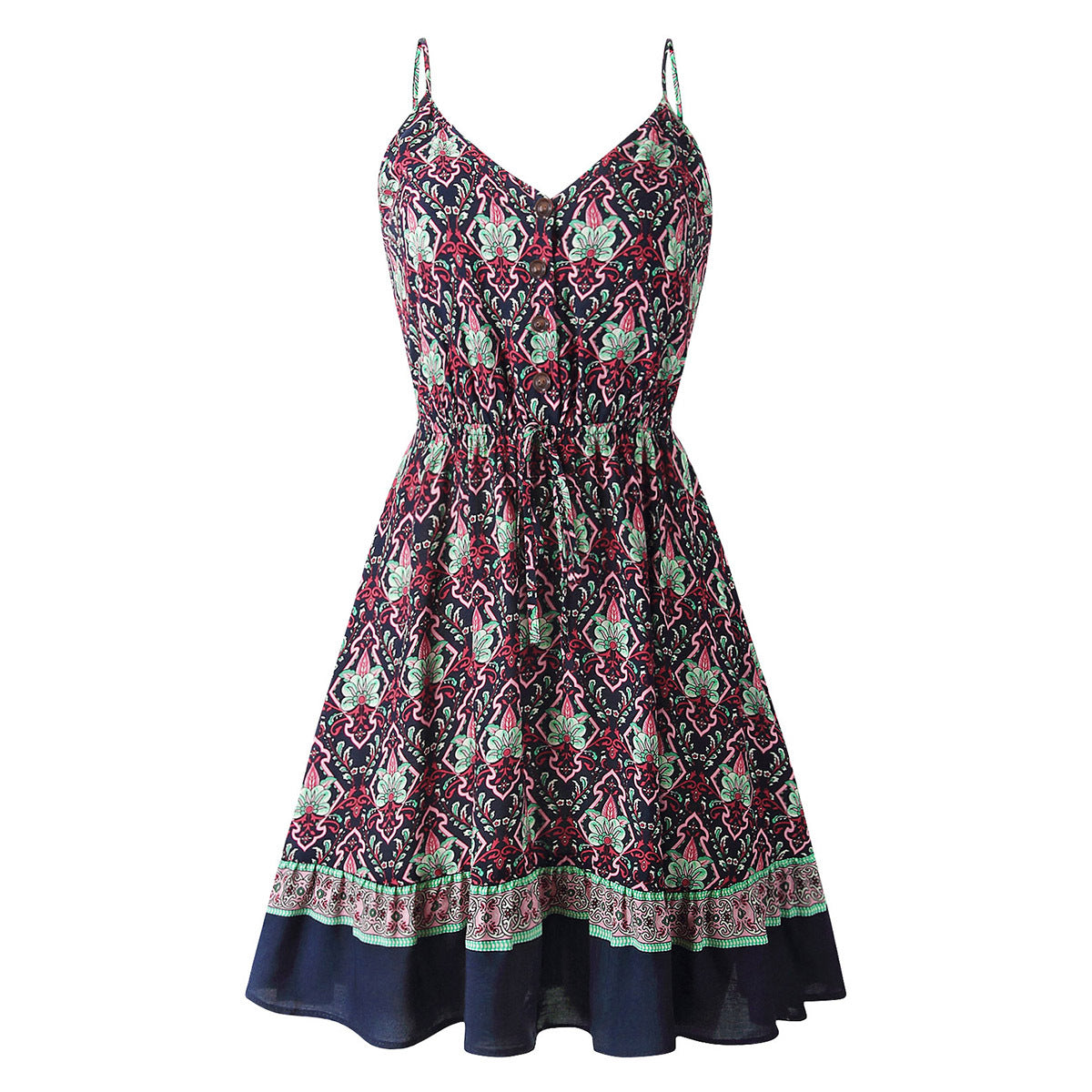 Vintage Ruffled Strapless V Neck Mini Summer Dress