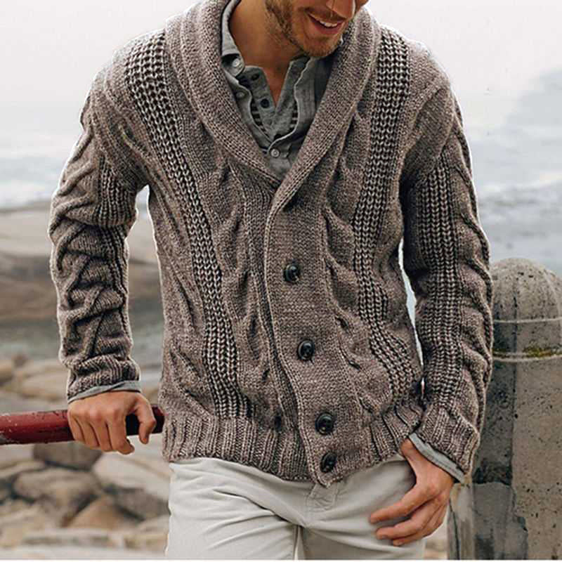 Cevori Structured Design Rolled-Up Collar Cardigan