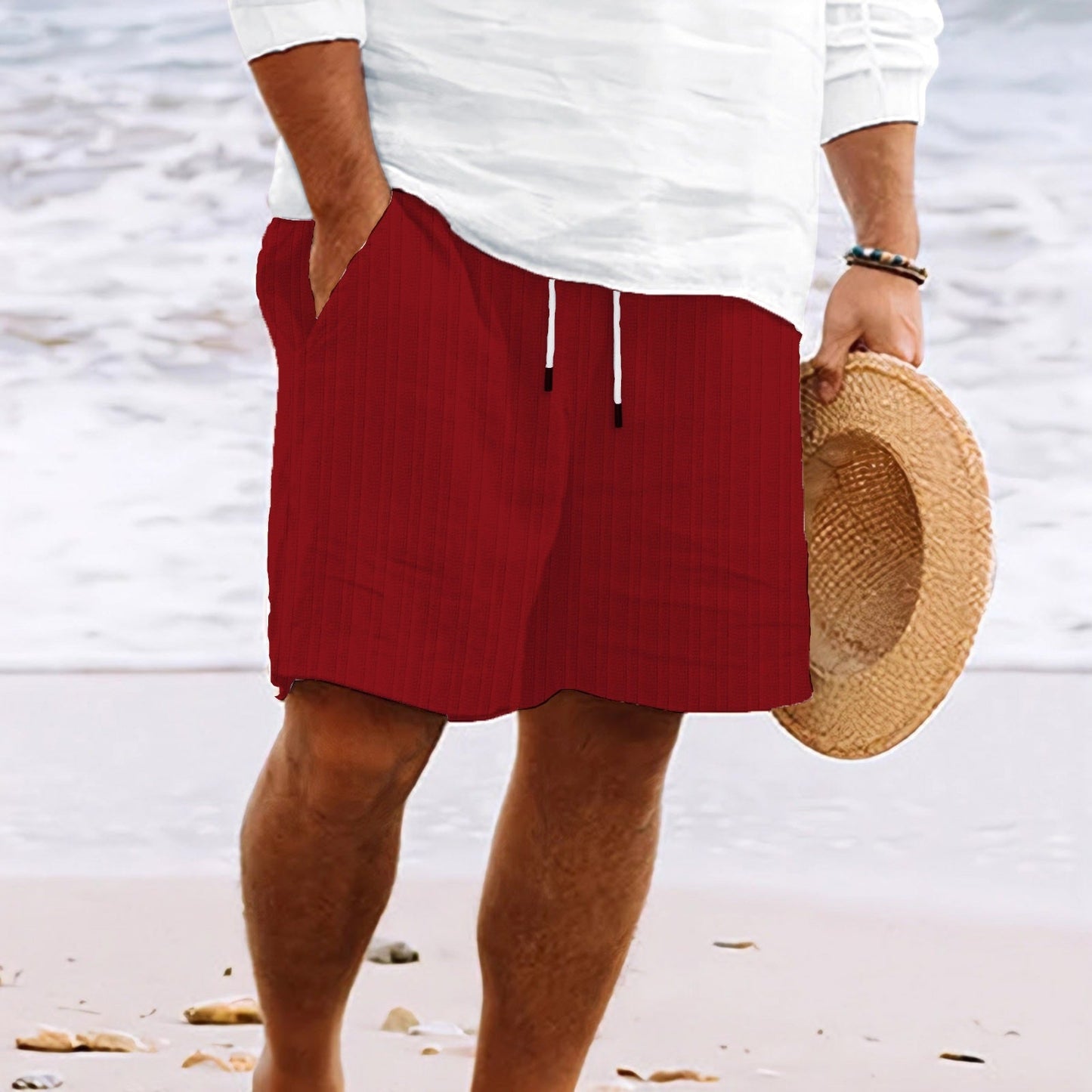 Comfortable Elastic Waist Shorts with Pockets