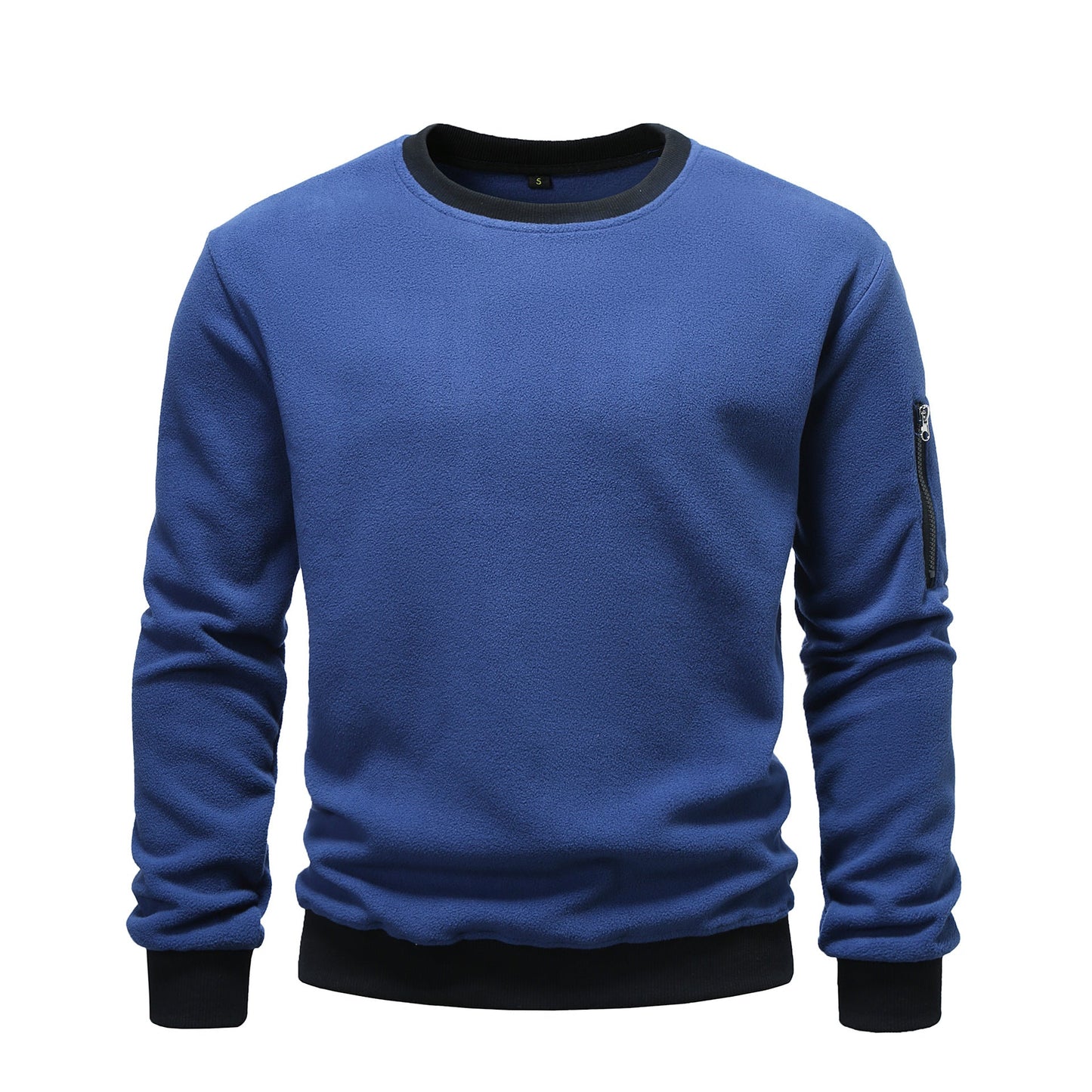 Men’s Contrast Trim Crewneck Sweatshirt With Sleeve Pocket