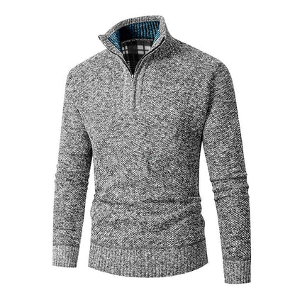 Men’s Textured Quarter Zip High Collar Sweater