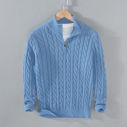 Cevori Classic Design Cable Knit Half-Zip Jumper