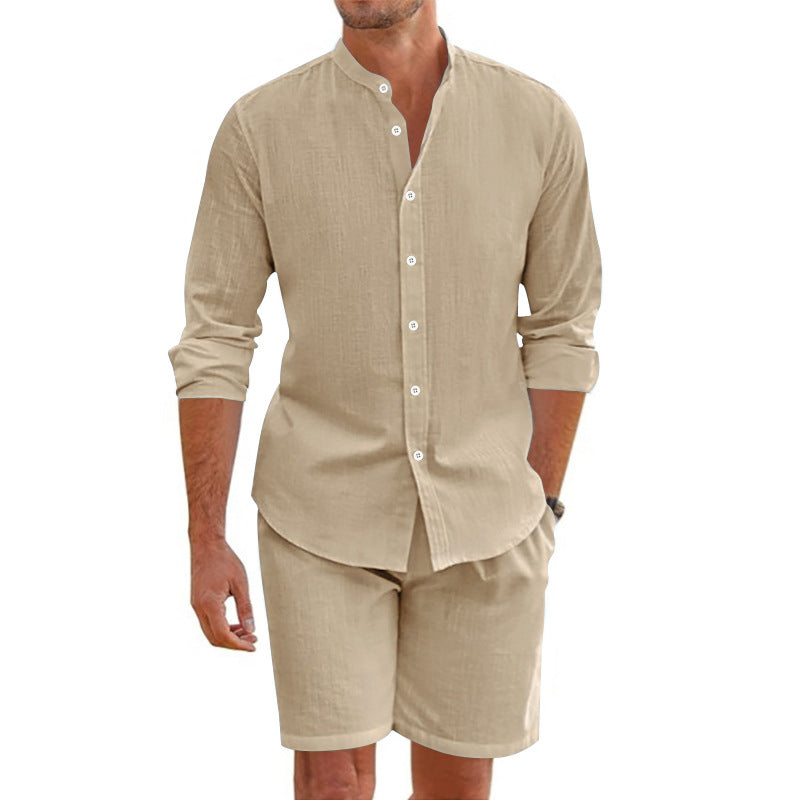 Classic Casual Button Down Shirt Shorts Combo