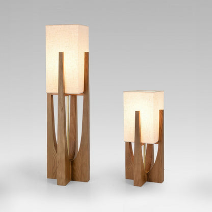 Rustic Wood Floor Lamp With Natural Linen Shade - BritishElegance