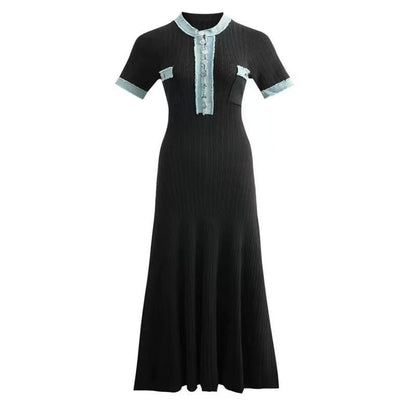 Classic Knit Maxi Dress - V Neck Relaxed Fit
