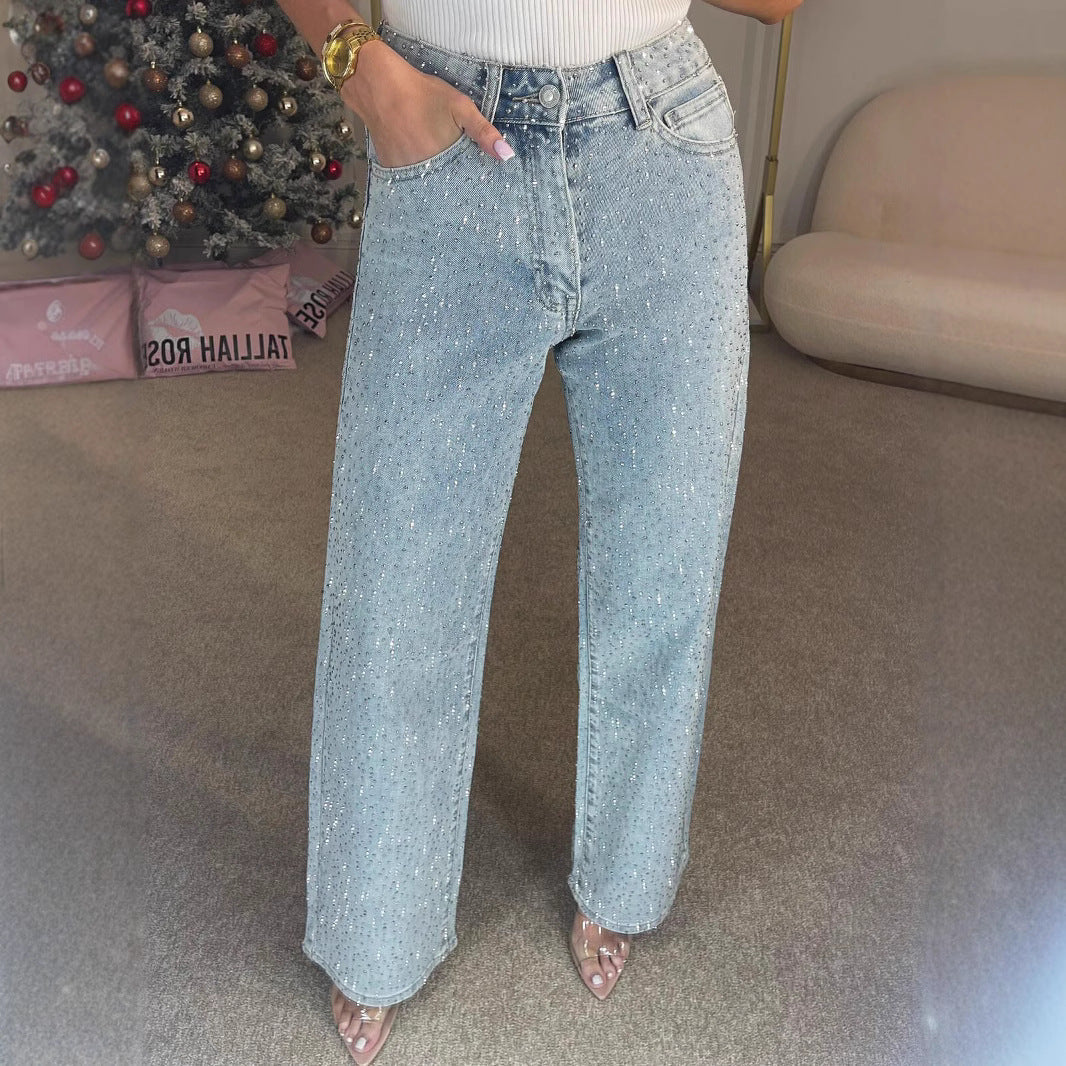 Dark Blue Classic Straight Leg Jeans – Faded Comfort Fit - BritishElegance