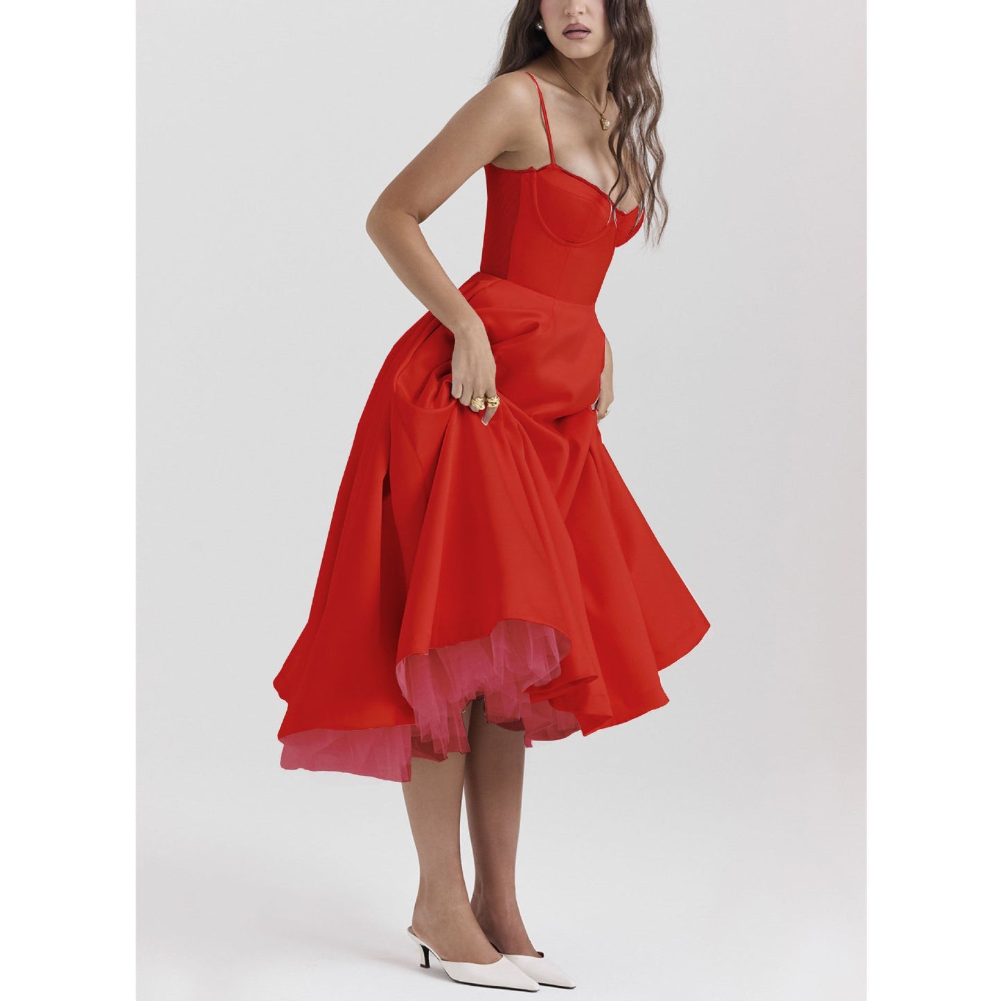Relaxed Fit V-Neck Maxi Dress – Lightweight Ruffled Skirt