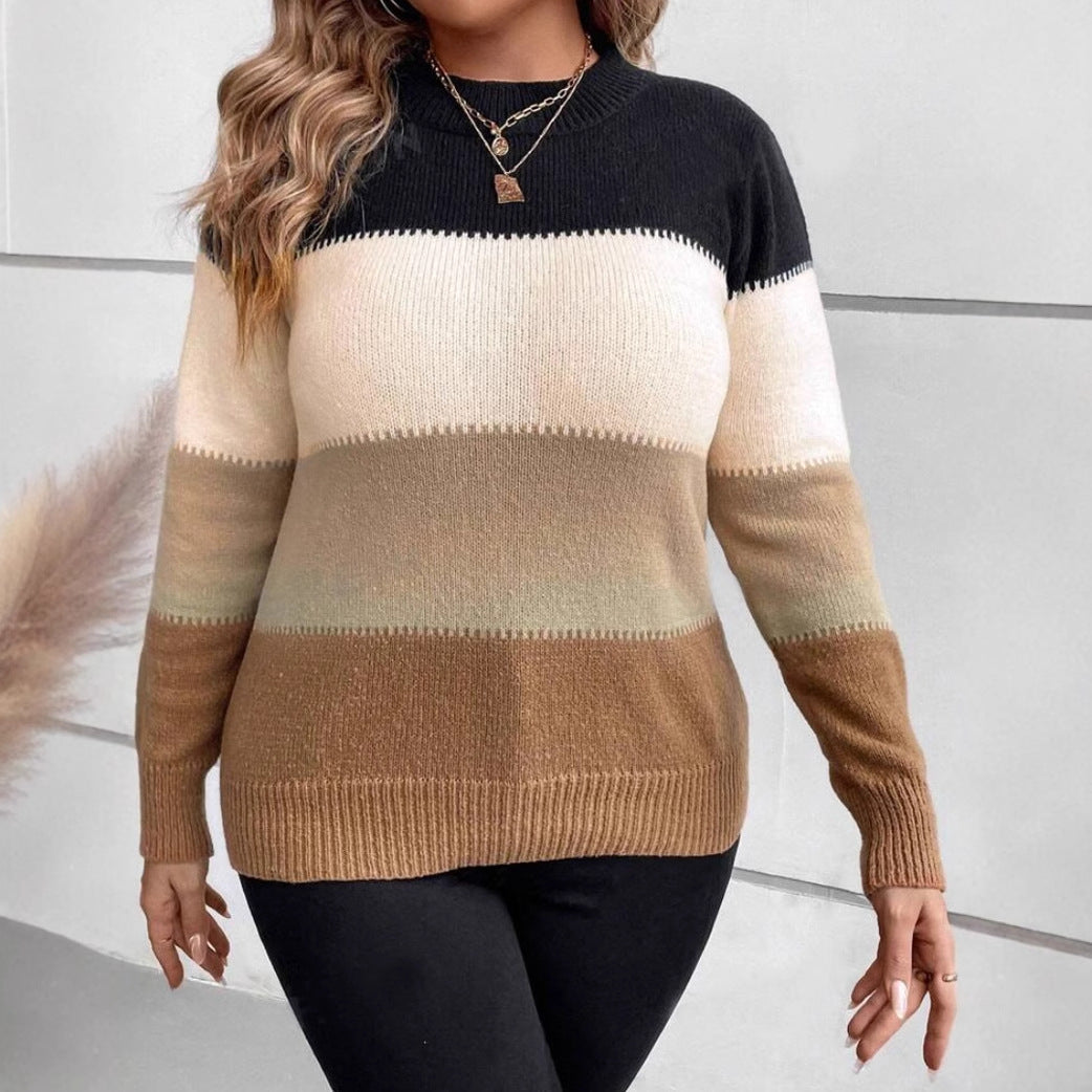 Classic Striped Crew Neck Women's Sweater - BritishElegance