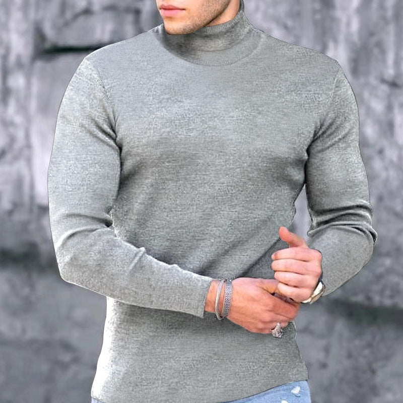 Men’s Form Fitting Soft Knit Turtleneck Top