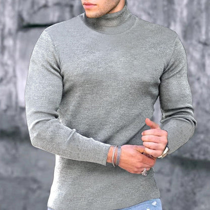 Men’s Form Fitting Soft Knit Turtleneck Top