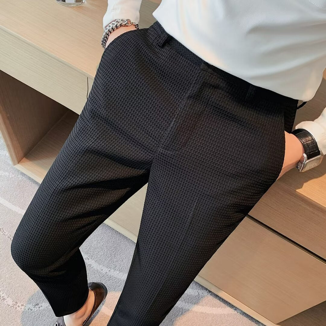 Slim Fit Textured Trousers for Men
