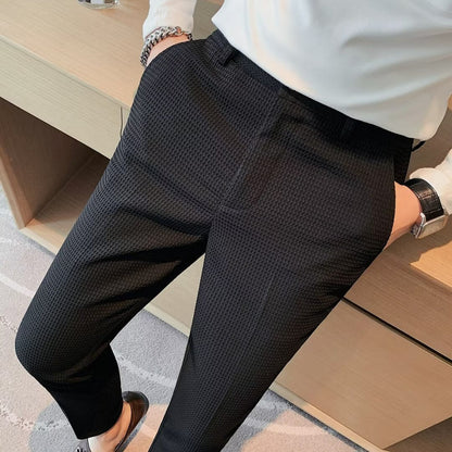 Slim Fit Textured Trousers for Men