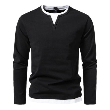 Cevori Long-Sleeve V-Neck Shirt with Layering Details