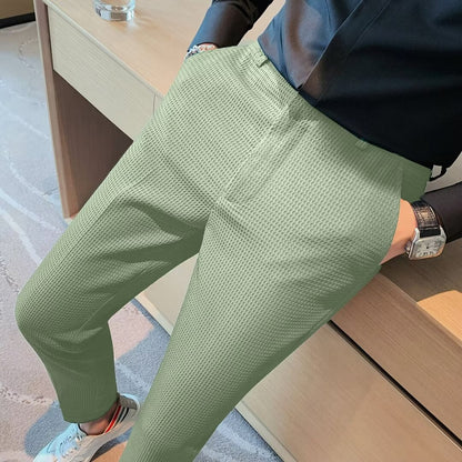 Slim Fit Textured Trousers for Men