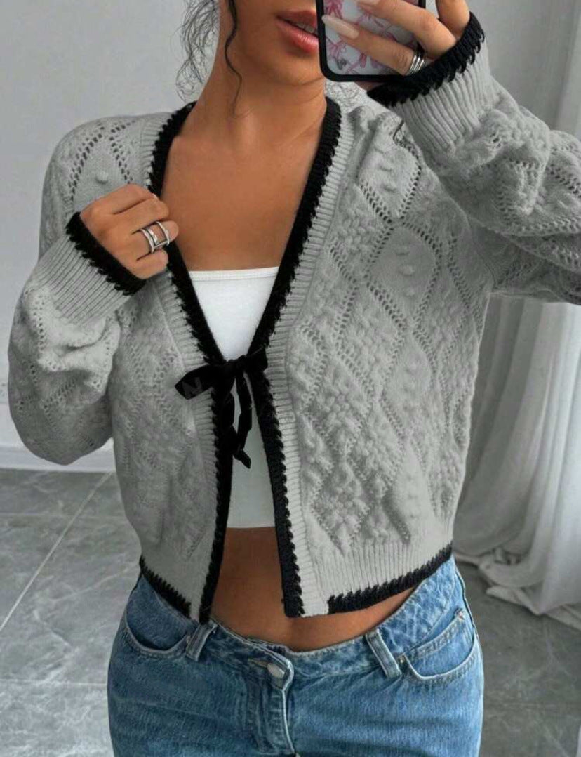 Fitted Ladies V-Neck Sweater Cardigan