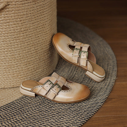 Elin Genuine Leather Mules
