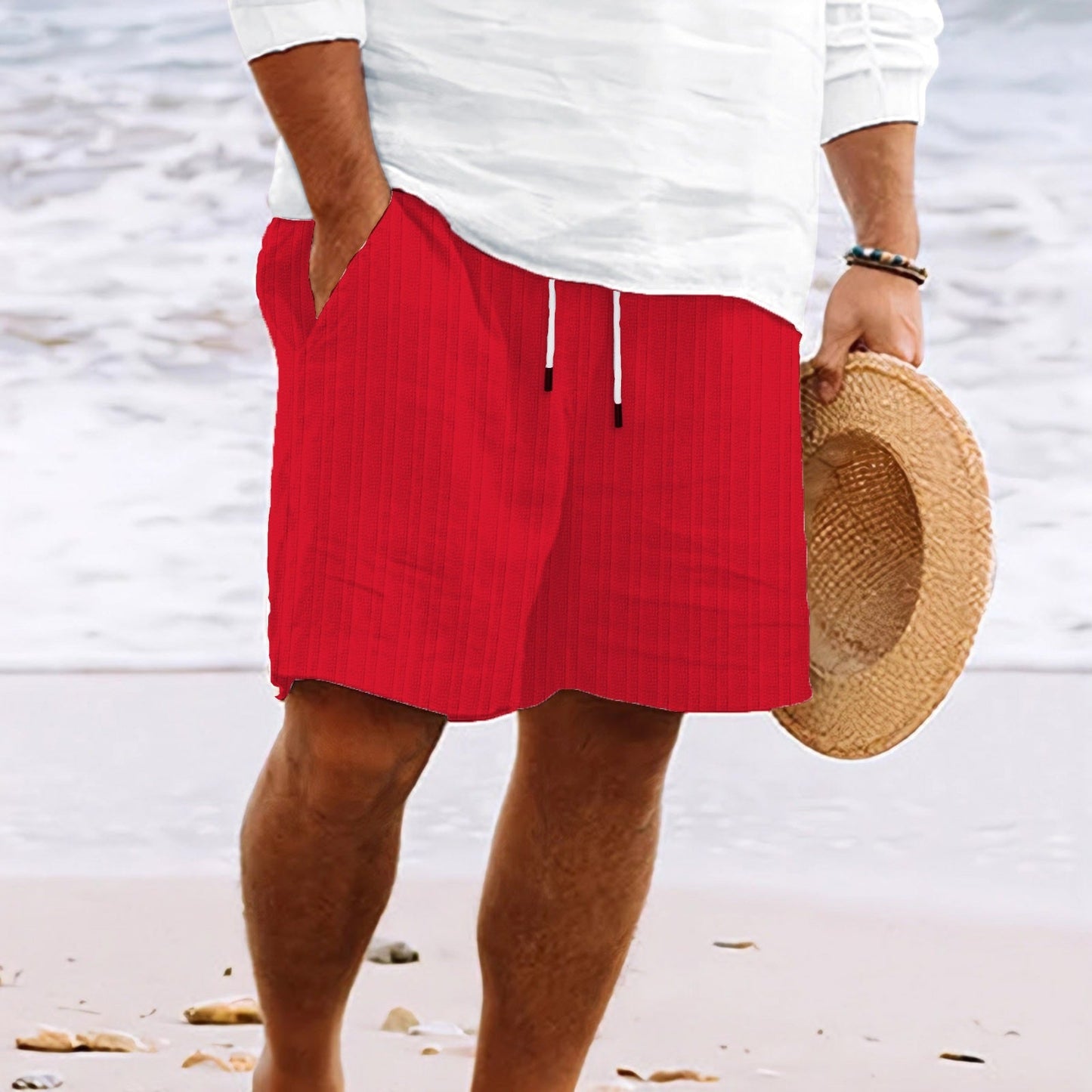 Comfortable Elastic Waist Shorts with Pockets