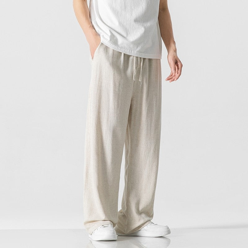 Relaxed Fit Men's Cotton Trousers with Elastic Waist - BritishElegance