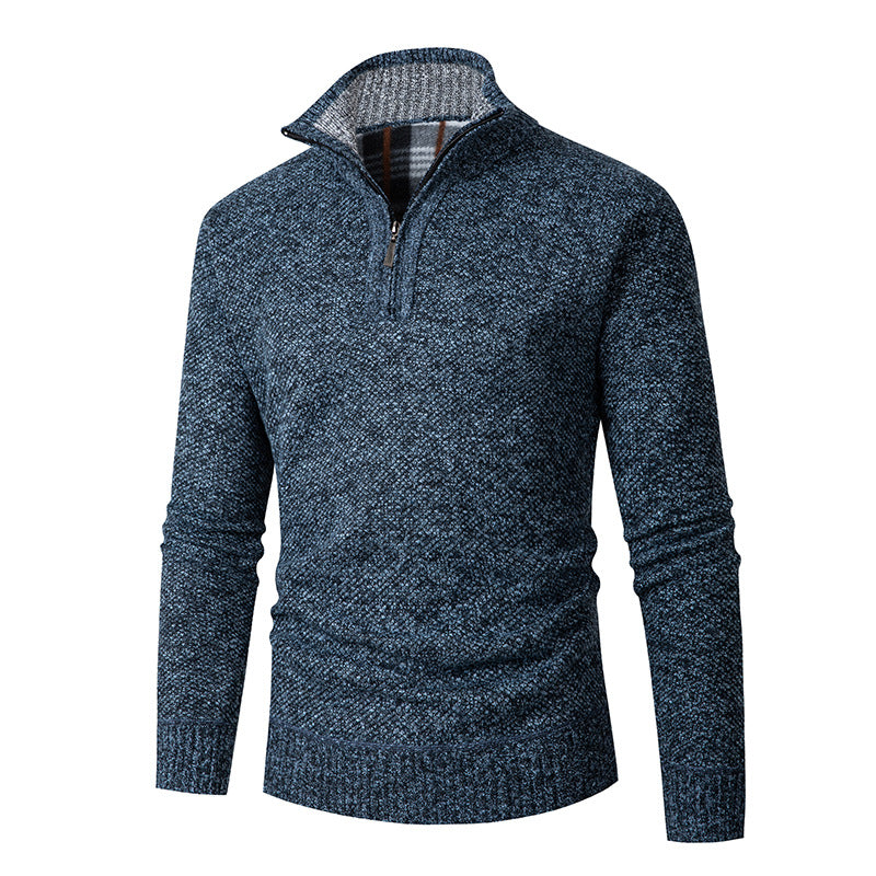 Men’s Textured Quarter Zip High Collar Sweater