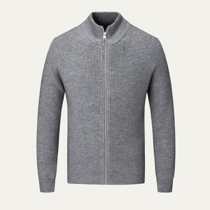 Men’s Ribbed High Collar Zip Cardigan