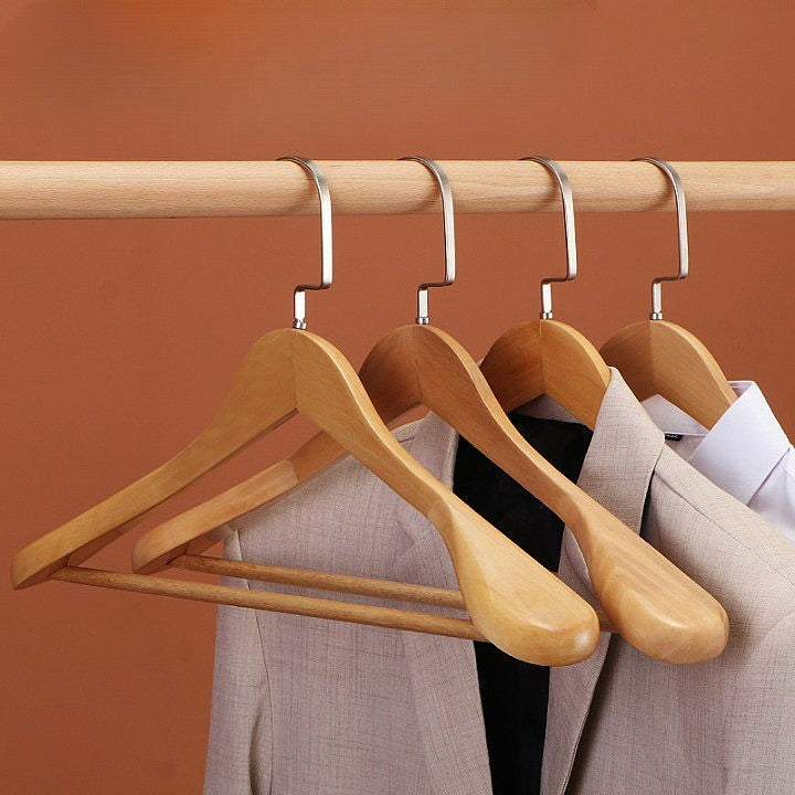 Sturdy Wooden Clothes Hangers With Strong Metal Clips