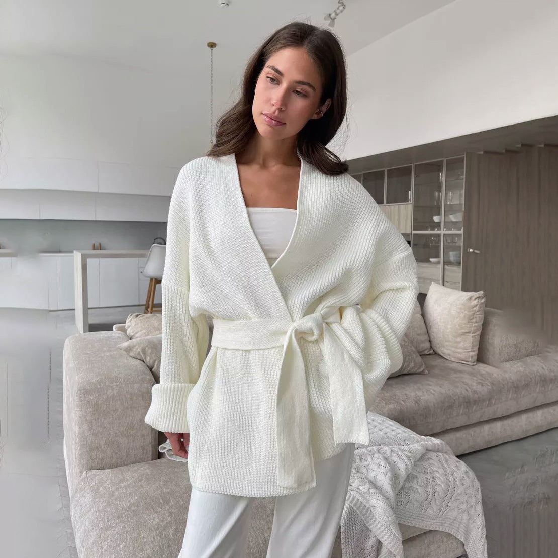 Soft Women's Cable Knit Wrap Sweater