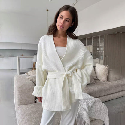 Soft Women's Cable Knit Wrap Sweater