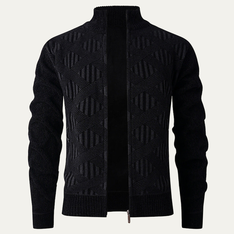 Men’s Modern Geometric Knit Zip Cardigan