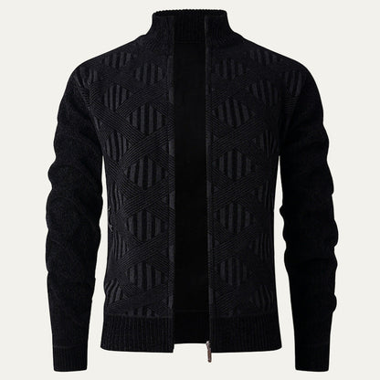 Men’s Modern Geometric Knit Zip Cardigan