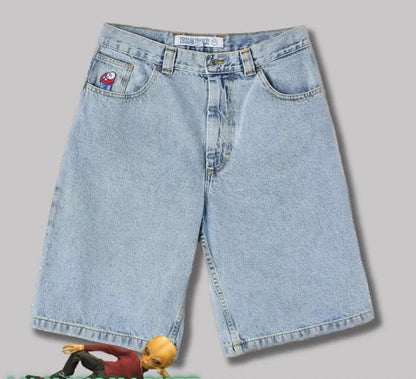 Retro Relaxed Fit Baggy Jeans / Casual Loose Denim Shorts