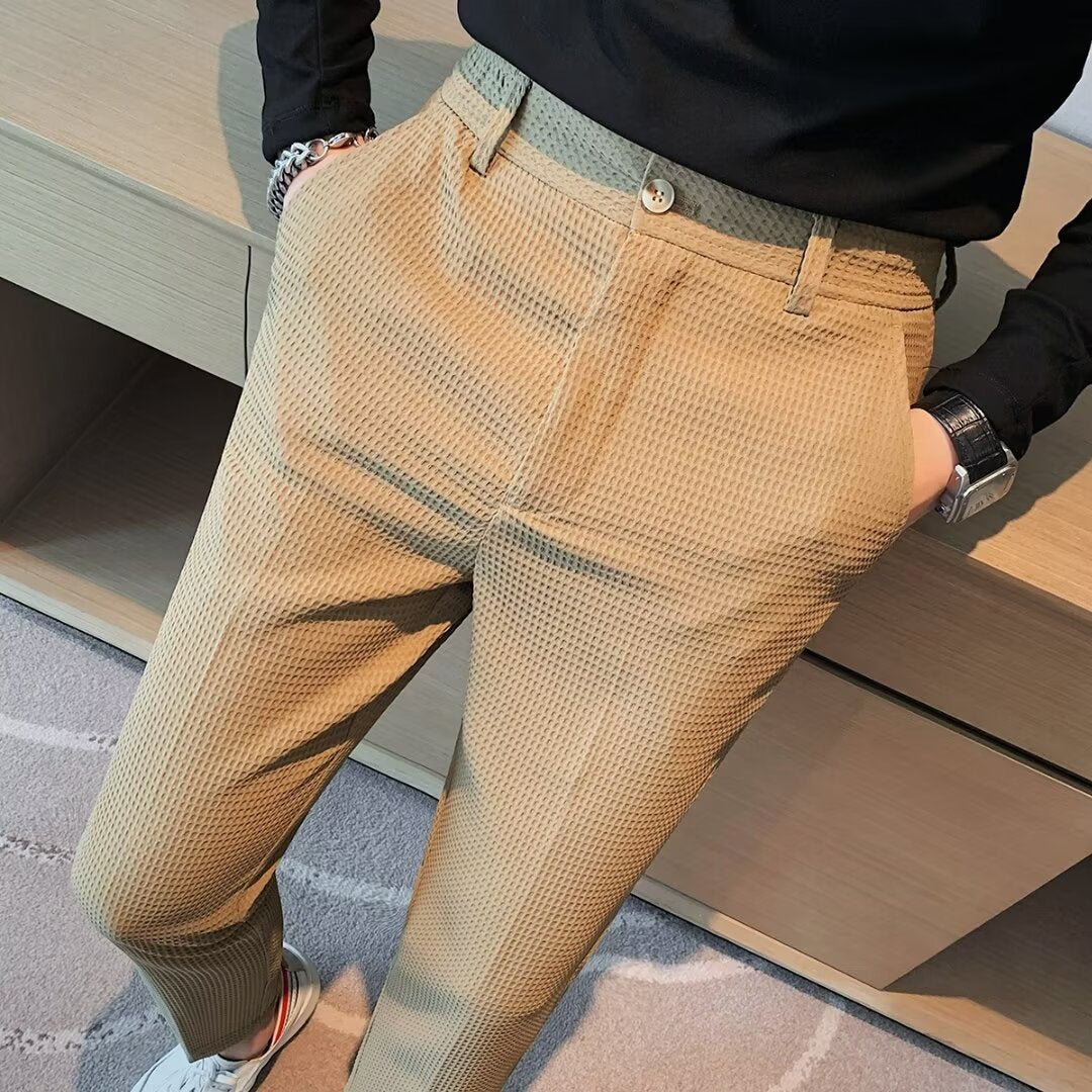 Slim Fit Textured Trousers for Men