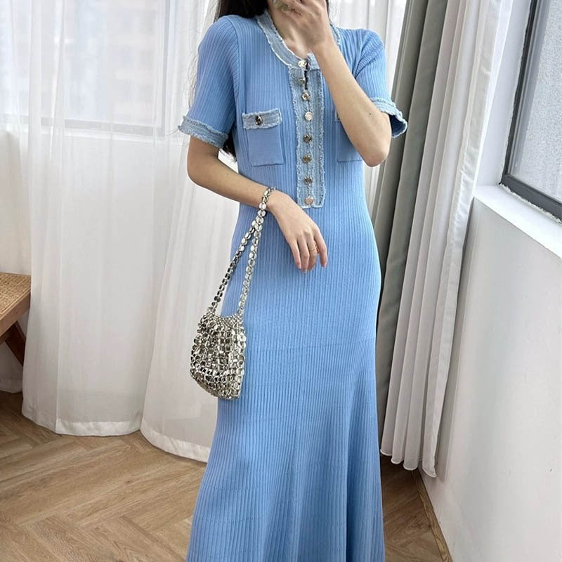 Classic Knit Maxi Dress - V Neck Relaxed Fit
