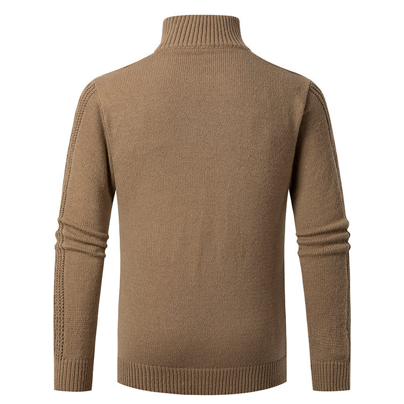 Men's Textured Cable Knit High Collar Sweater