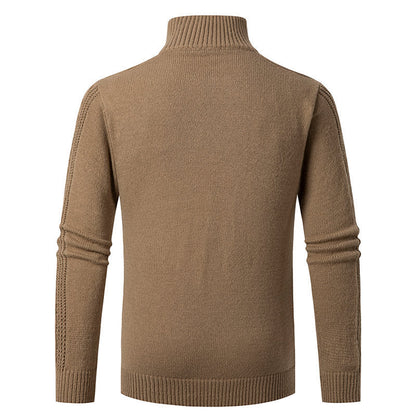 Men's Textured Cable Knit High Collar Sweater