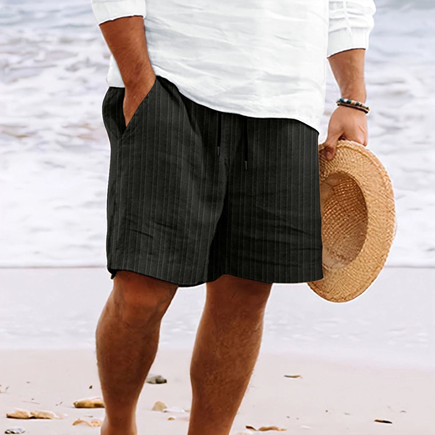 Comfortable Elastic Waist Shorts with Pockets