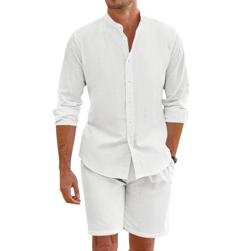 Classic Casual Button Down Shirt Shorts Combo - BritishElegance