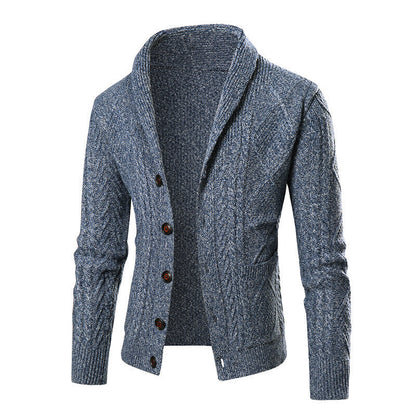 Men’s Cable Knit Shawl Collar Cardigan