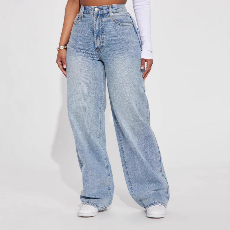Classic Comfortable Straight Leg Blue Jeans - BritishElegance