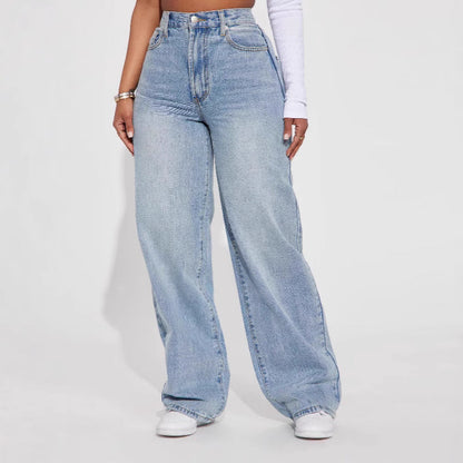 Classic Comfortable Straight Leg Blue Jeans - BritishElegance