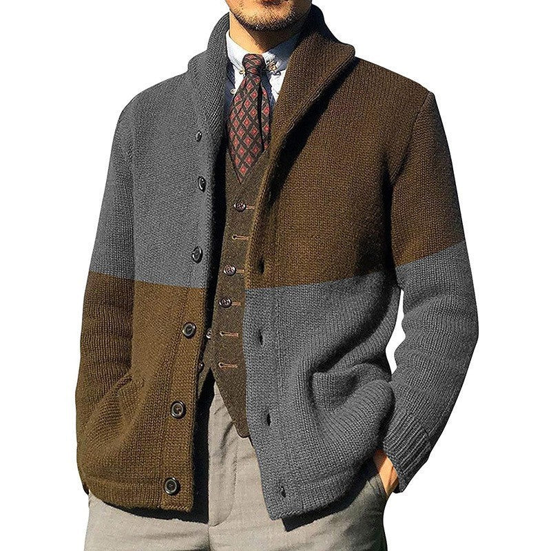 Cevori Fashionable Colour Blocking Design Cardigan