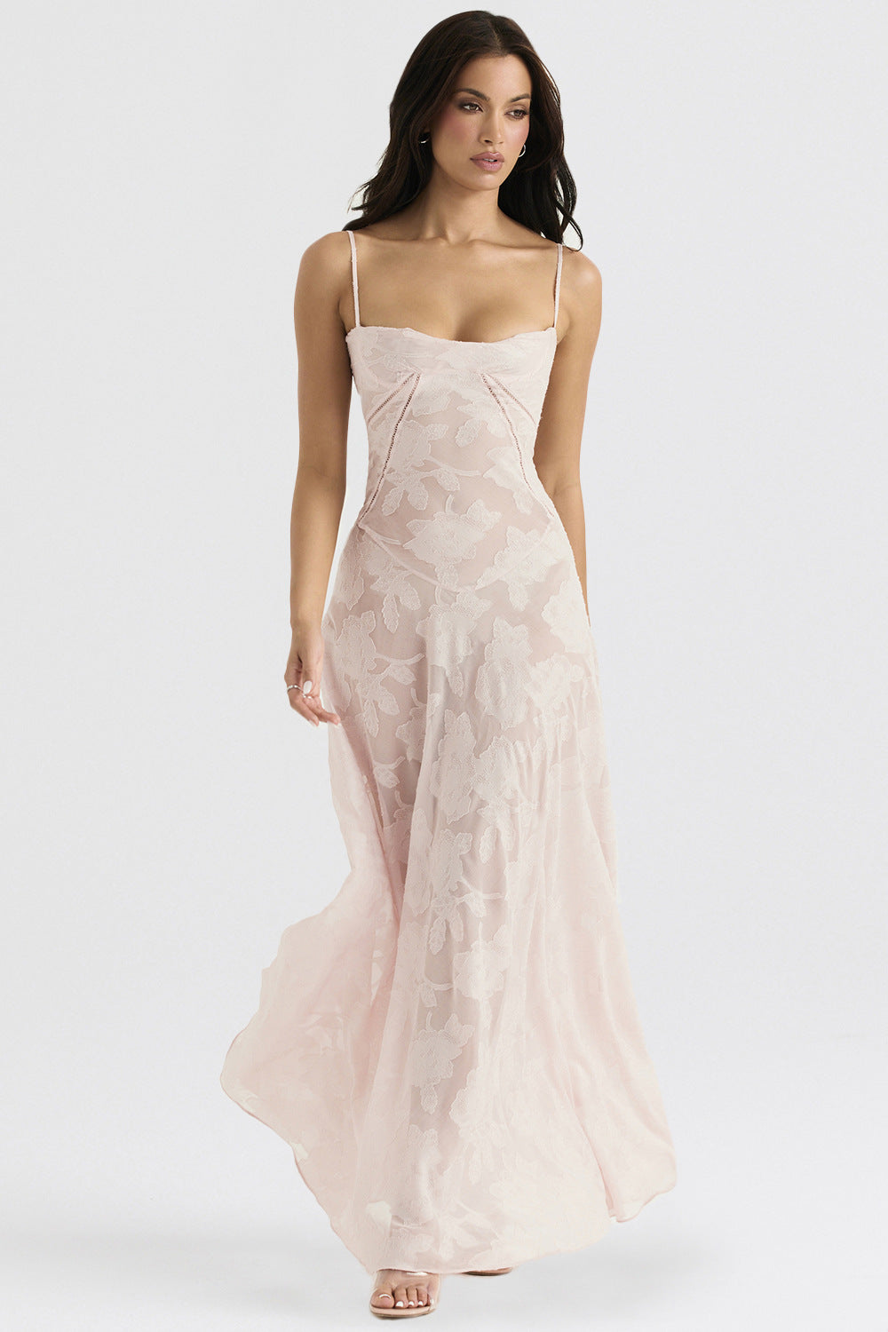 Chic Women's Maxi Dress - Smooth Fit - Thin Straps