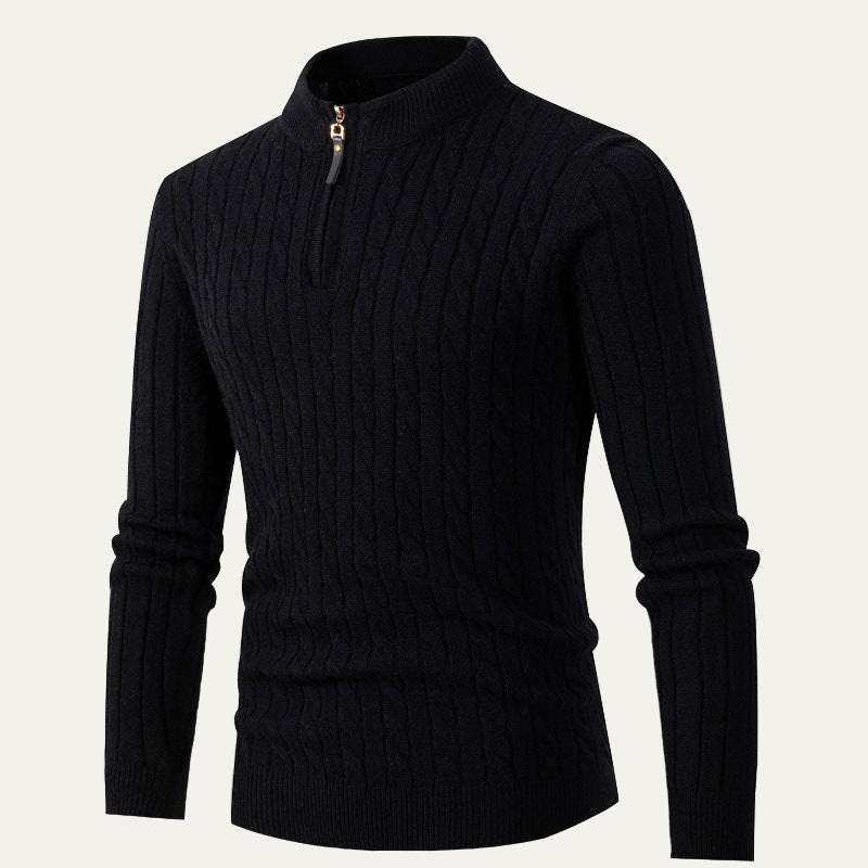 Men’s Slim Fit Cable Knit Quarter Zip Sweater