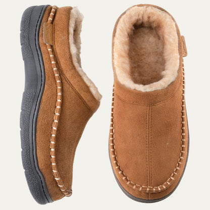 Men’s Suede Slip On Faux Fur Moccasin Slippers