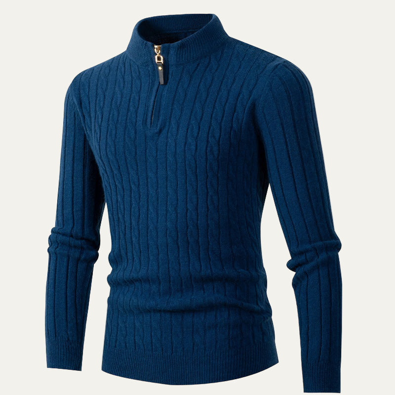 Men’s Slim Fit Cable Knit Quarter Zip Sweater